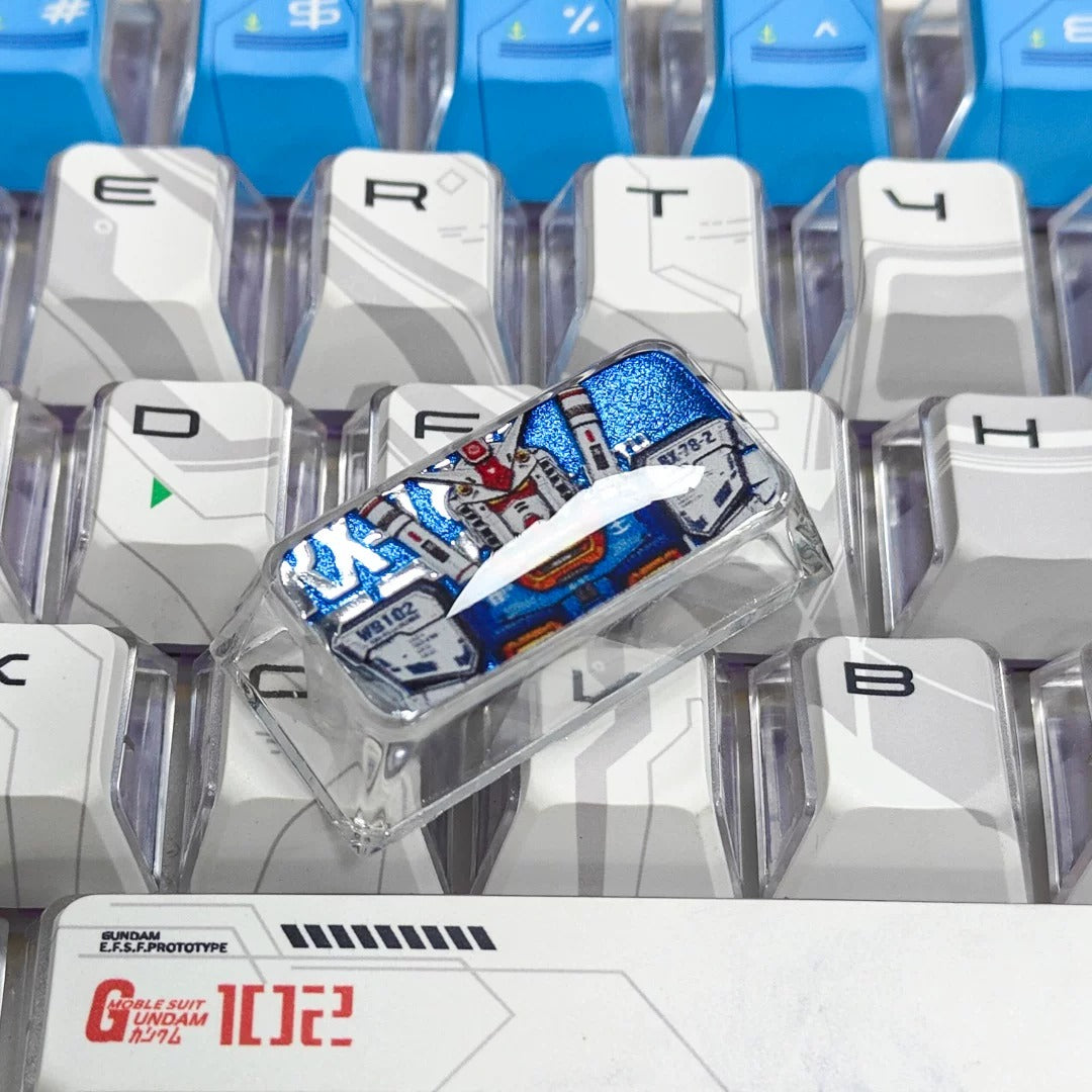 Gundam Theme Design, Mech 2U Backspace Key PC crystal resin gilded personalized keycaps, anime creative cultural peripheral products, decorative keycaps