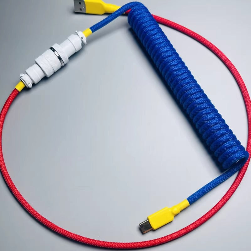 Gundam color manual spiral data cable, customized mechanical keyboard data cable Type-C plug