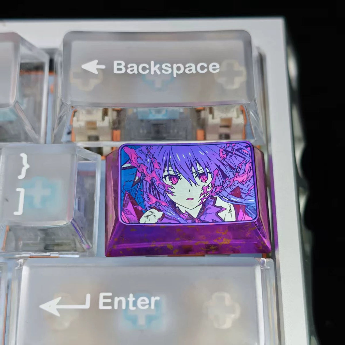 DATE A LIVE，Yatogami Tohka 1.5 U titanium alloy personalized keycaps, mechanical keyboard metal decorative keycaps, anime and game culture peripheral keycaps