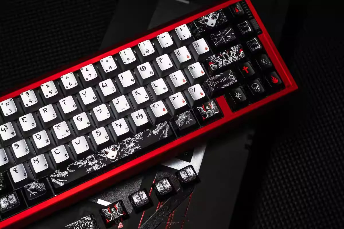 Fallen Angel Theme Design Keycap Metal Paint Pearl Paint Craftsmanship PBT Material Original Factory High Heat Sublimation Craftsmanship High Beauty Customization Personalized Keycap Set