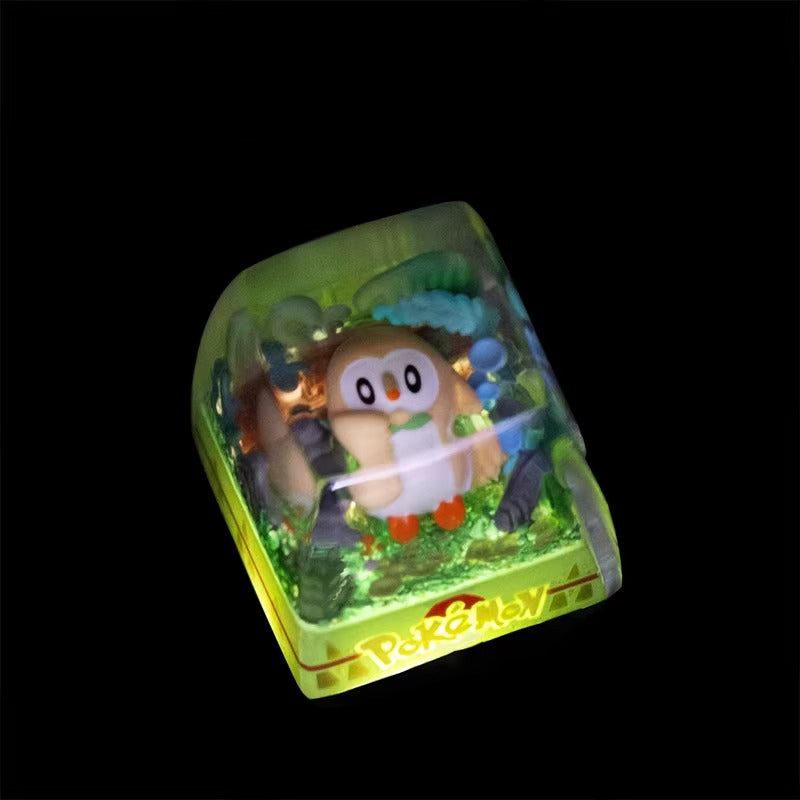 Pok é mon series, Rowlet crystal resin personalized keycaps, anime and game creative peripheral mechanical keyboard decorative keycaps
