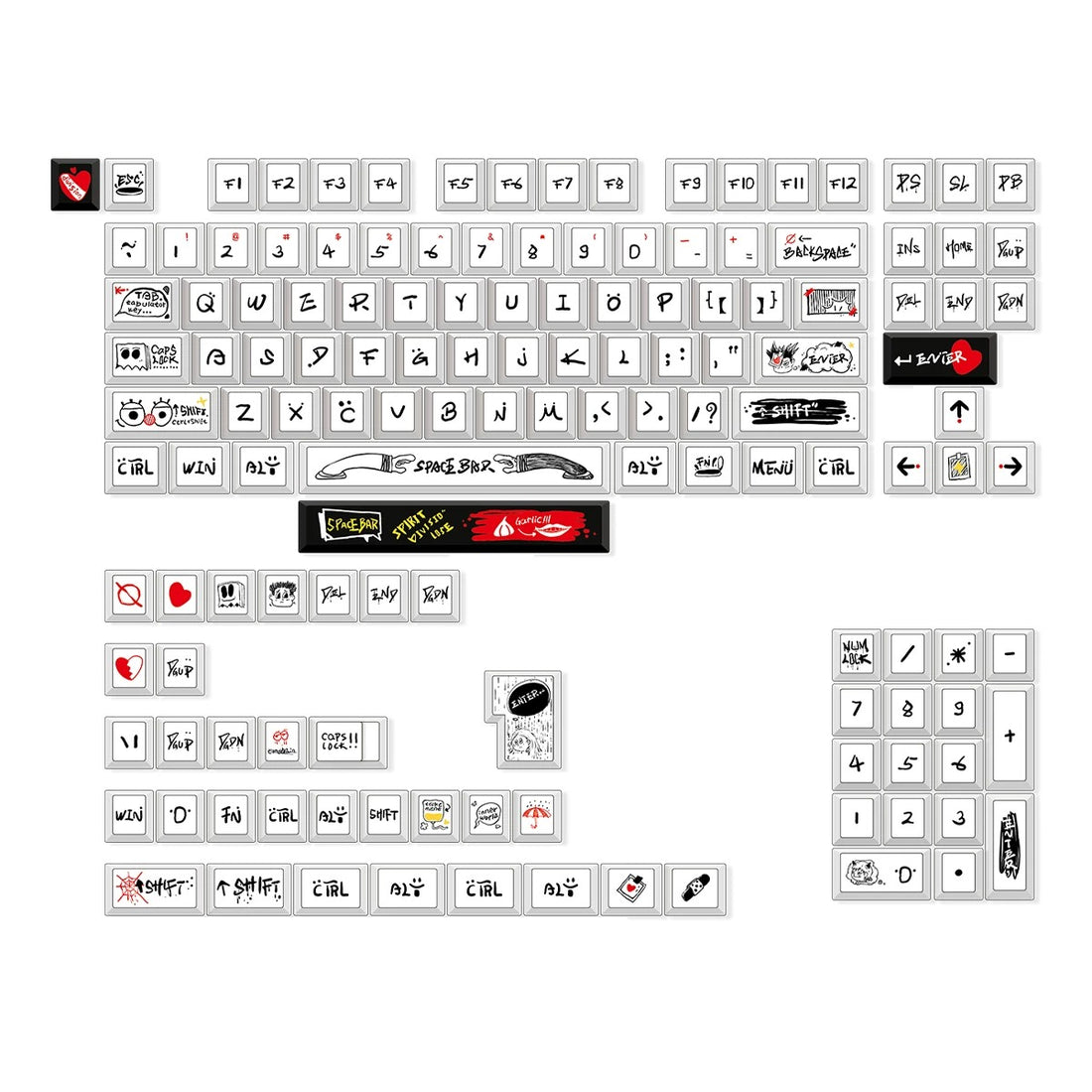 Original design personality world, PBT material personalized keycap set,  cultural creative decoration keycap set, compatible with 61/64/68/75/84/87/104 mechanical keyboard