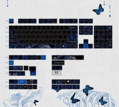 Skeleton Butterfly Keycap Set, Creative Keycap Cultural Art Keycap PBT Material Personalized Keycap Set, Compatible with 61/64/68/75/84/87/104 Key Mechanical Keyboard