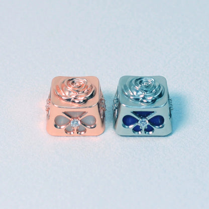 Metal hollow carved rose shaped personalized keycaps, minimalist design mechanical keyboard artistic decoration keycaps
