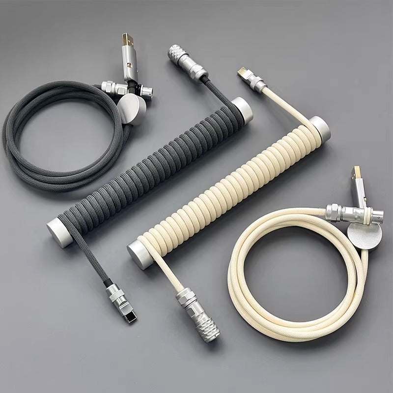 Customized mechanical keyboard cable, spiral aviation plug cable, USB TypeC interface, manual data cable
