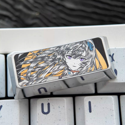 EVA series, Asuka/Ayanami Rei theme, finely carved titanium alloy personalized keycaps, innovative metal decorative keycaps for anime and games