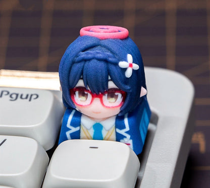 Blue Archive The Animation series, doujin character half body design multi-color resin personalized keycaps, anime game culture peripheral products keyboard decoration keycaps