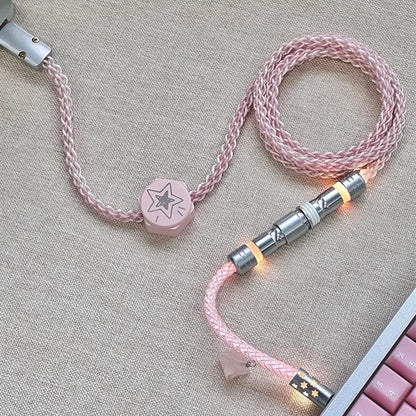 Single crystal copper aviation plug data cable pink cherry blossom light 8k return rate mechanical keyboard cable