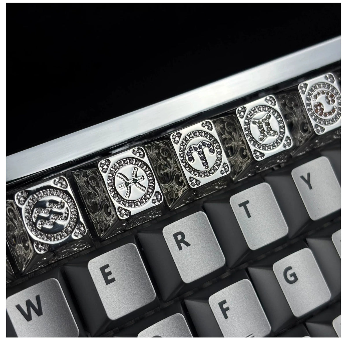 Pure silver hollow 12 Constellation  Personalized Keycaps, Mechanical Keyboard Decorative Keycaps, Constellation Divination Cultural Creative Products.