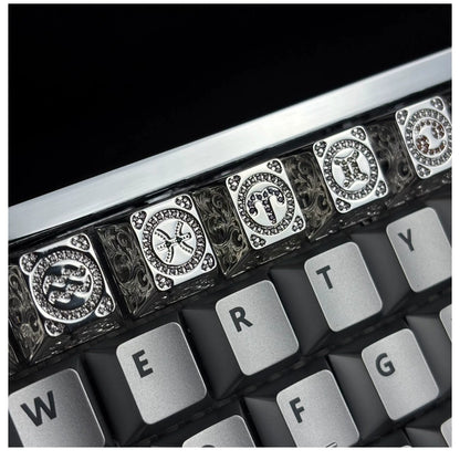 Pure silver hollow 12 Constellation  Personalized Keycaps, Mechanical Keyboard Decorative Keycaps, Constellation Divination Cultural Creative Products.