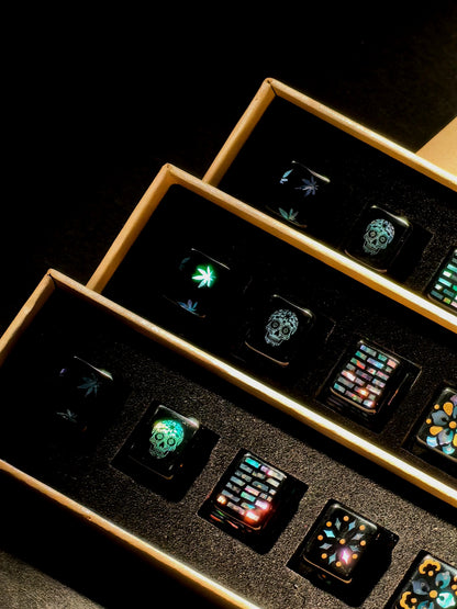 Simple geometric patterns The traditional Lacquerware decoration technique,+mother of pearl inlay, set of 5, classic and stylish game console buttons, decorative keycaps with directional key combinations