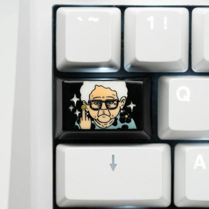 Grandpa and grandma are in a good mood. Illustration theme, hand drawn, creative underglaze color, ceramic keycaps, niche creativity, personalized keycaps, mechanical keyboards, DIY accessories, trendy customization, decorative keycaps