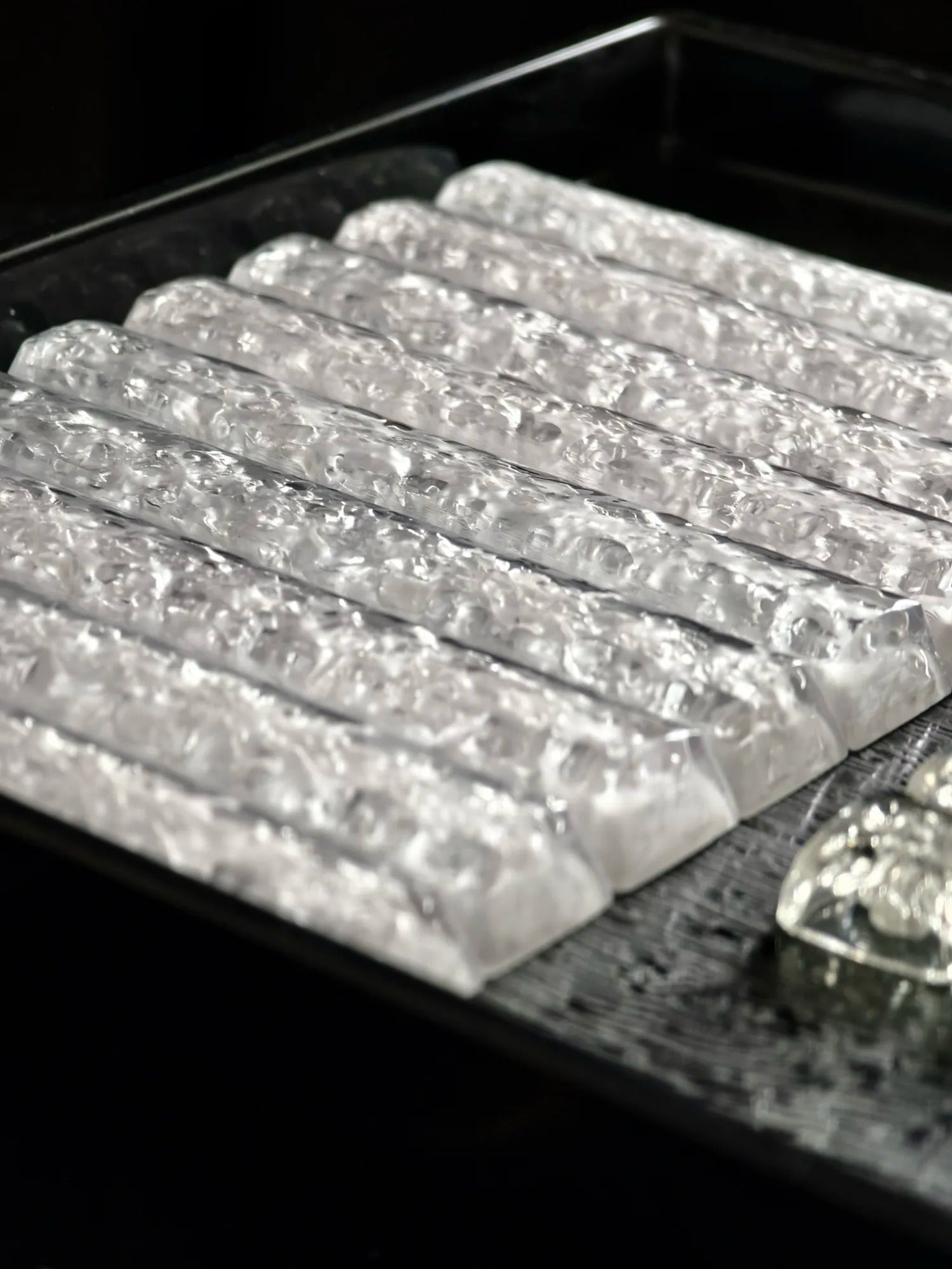 Ice cubes, water ripple design, 6.25U space bar transparent resin personalized keycap, mechanical keyboard element decorative keycap