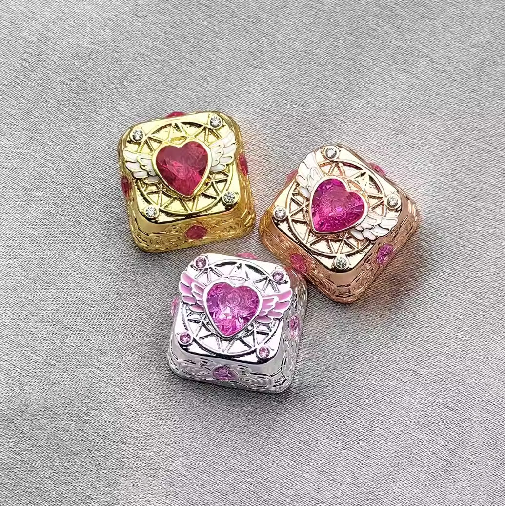 CardCaptor Sakura metal gemstone personalized keycaps, metal magic patterned keyboard decorative keycaps