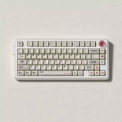 Convenience store themed design, PBT material personalized keycap set, mechanical keyboard replacement decorative keycaps, compatible with 61/64/68/75/84/87/104 key mechanical keyboard