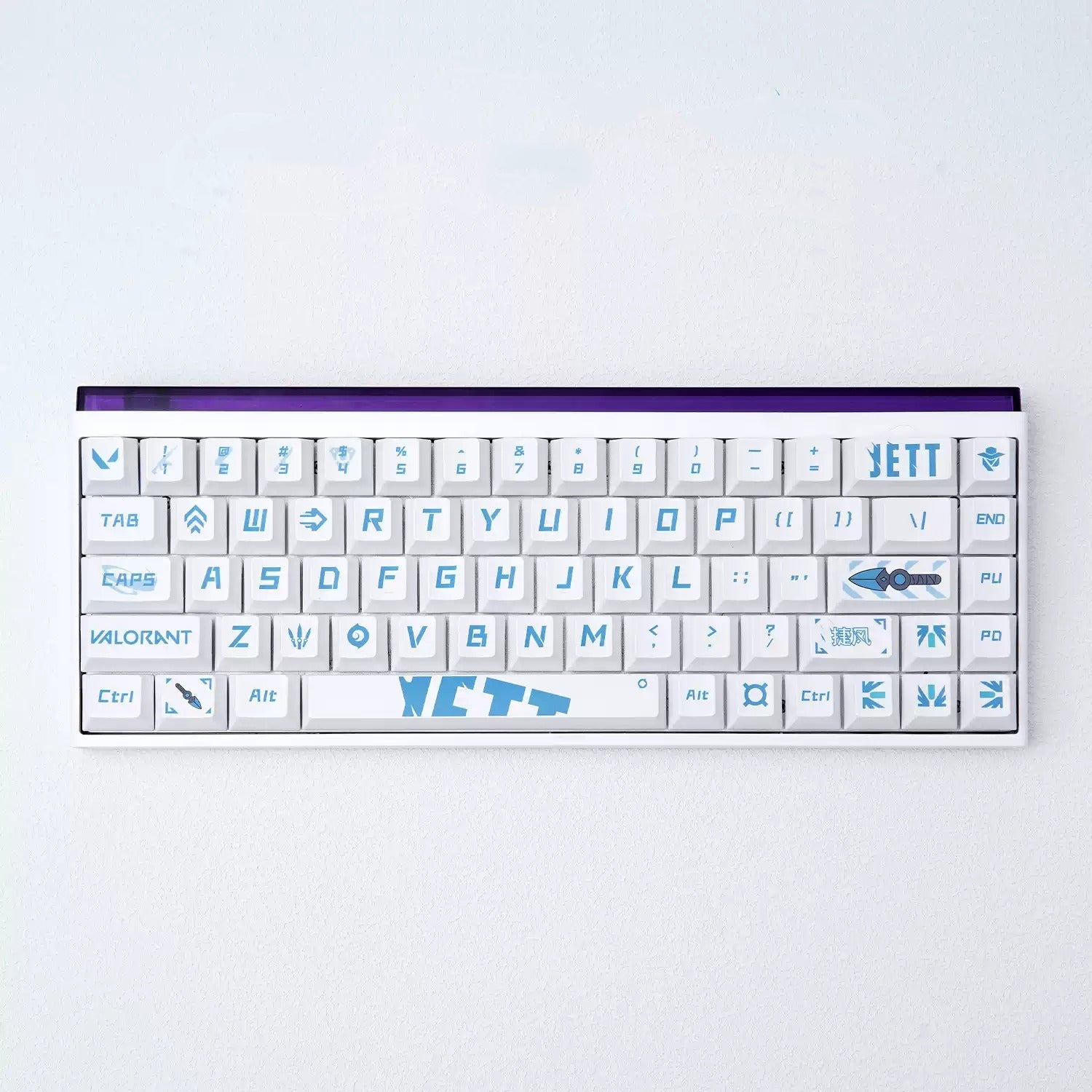 VALORANT series, Jett themed PBT material personalized keycap set, anime and games cultural creative decoration keycap set, compatible with 61/64/68/75/84/87/104 mechanical keyboard