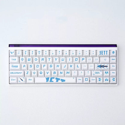 VALORANT series, Jett themed PBT material personalized keycap set, anime and games cultural creative decoration keycap set, compatible with 61/64/68/75/84/87/104 mechanical keyboard