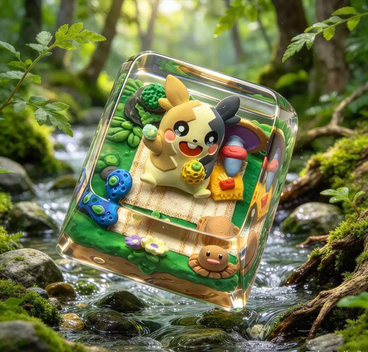 Pok é mon,Hoopa/Morpeko Crystal Resin Personalized Keycaps, Anime Game Culture Creative Resin Keycaps, Mechanical Keyboard Art Decorative Keycaps