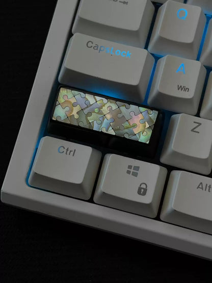 Purple sandalwood inlaid shell keycaps, 2.25U handmade customized personalized keycaps, simple cultural and creative colorful pearl shells+wooden keycaps, mechanical keyboard art decoration keycaps