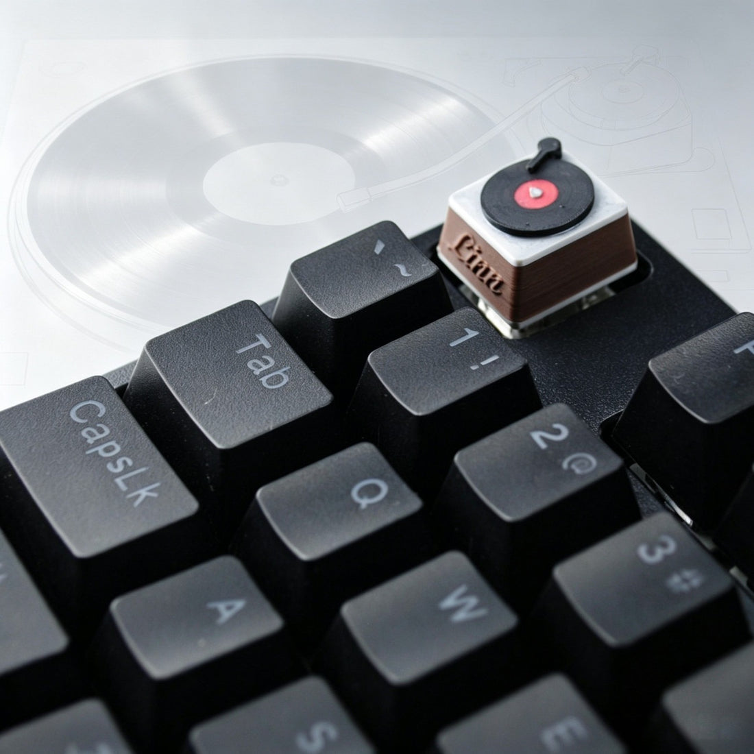 Welfare style, record player, retro vinyl record player, personalized resin printing, mechanical keyboard, 3D keycap, record theme creative ESC keycap