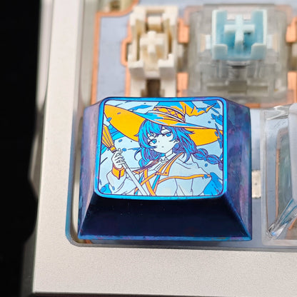 Mushoku Tensei: Jobless Reincarnation，Roxy Migurdia Greyrat ，1.25 U titanium alloy personalized keycaps, mechanical keyboard metal decorative keycaps, anime and game culture peripheral keycaps