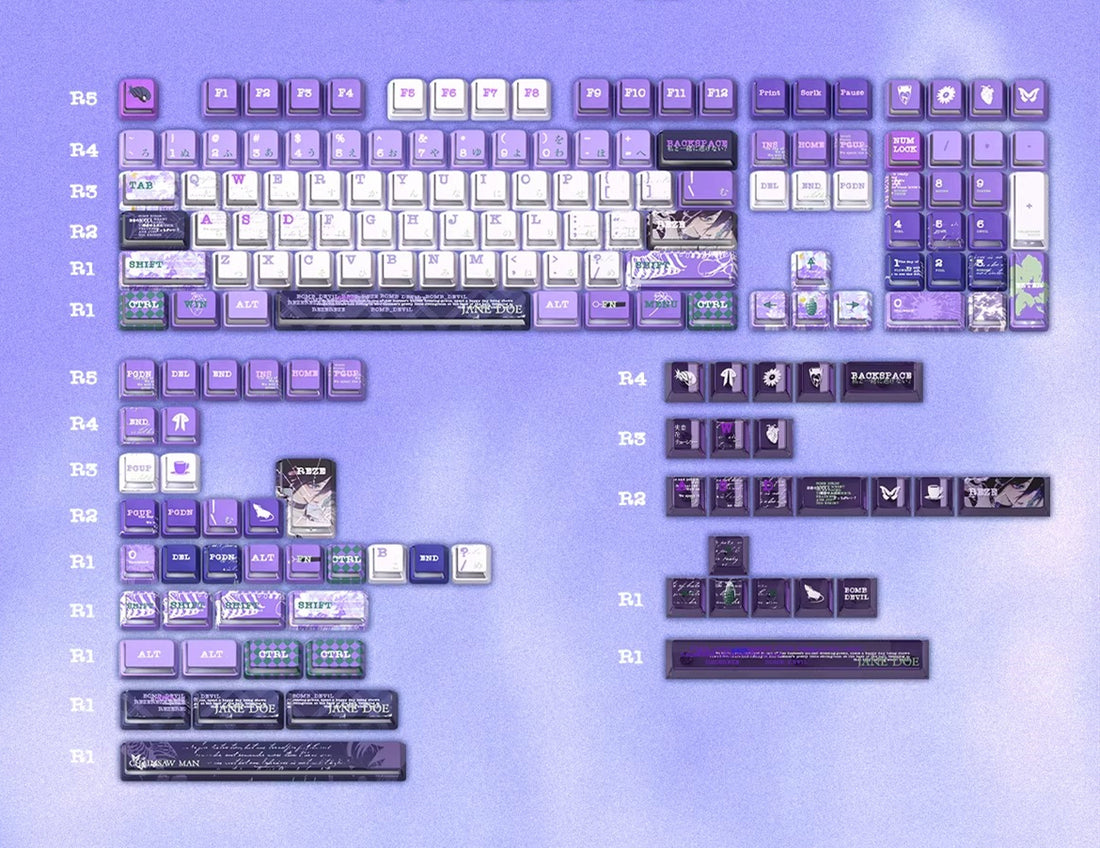 Chainsaw Man series, Reze theme, PBT+PC, Personalized keycap set with sublimation technology