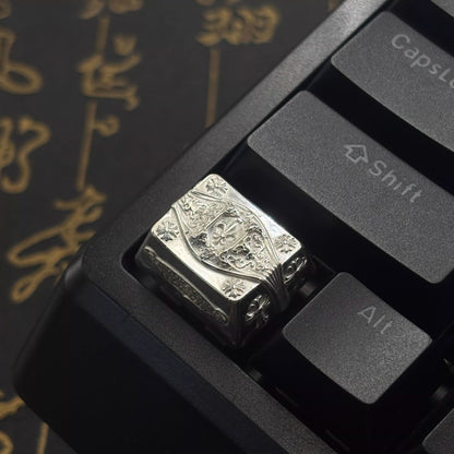 Chrome Hearts style, Metal retro patterned personalized keycaps, trendy and fashionable with decorative keycaps