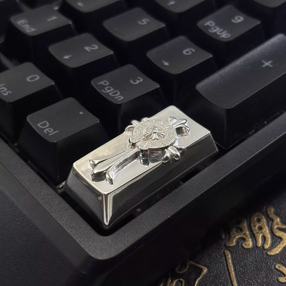 Chrome Hearts style, Metal retro patterned personalized keycaps, trendy and fashionable with decorative keycaps