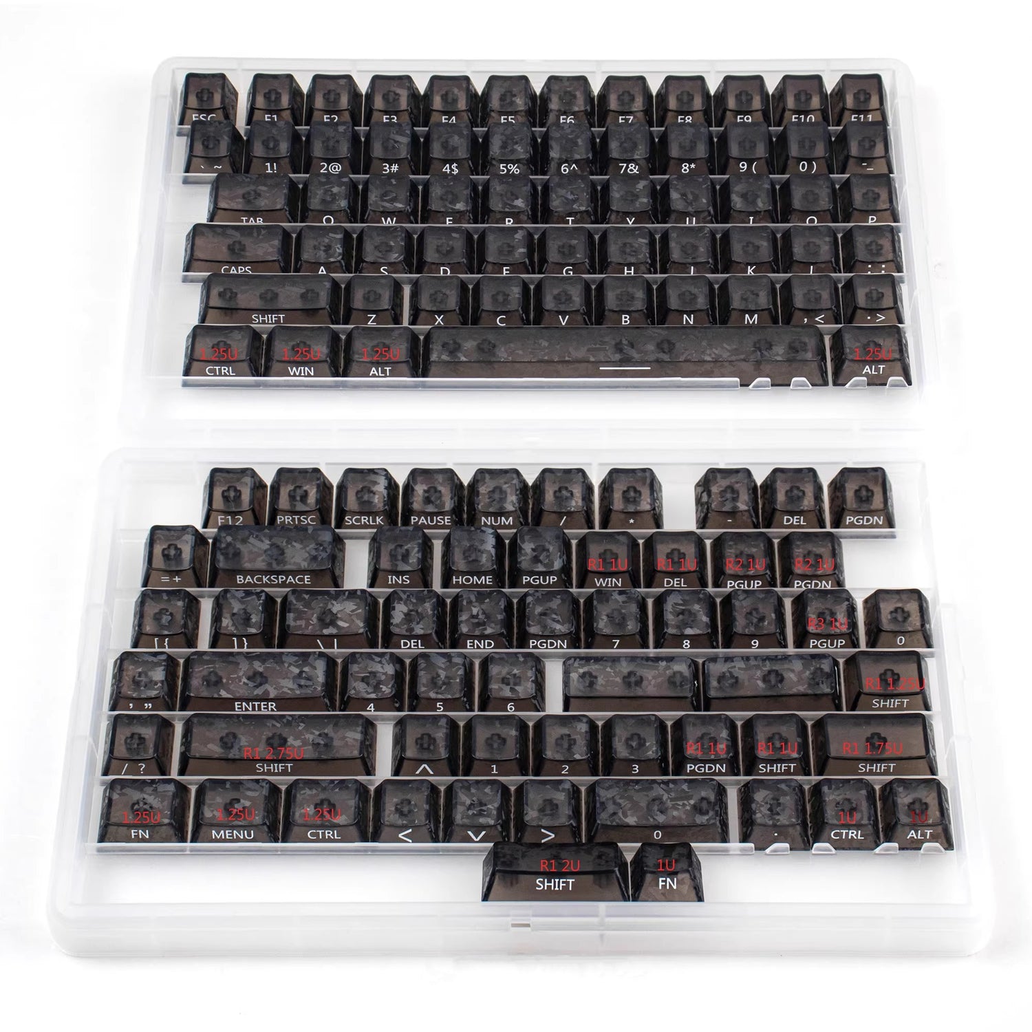 Carbon fiber patterned keycap translucent keycap set, PBT material, heat sublimation process, simple and personalized patterned keycap set, customized decorative keycap set
