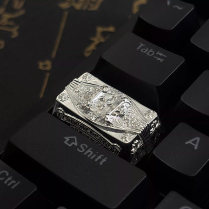 Chrome Hearts style, Metal retro patterned personalized keycaps, trendy and fashionable with decorative keycaps