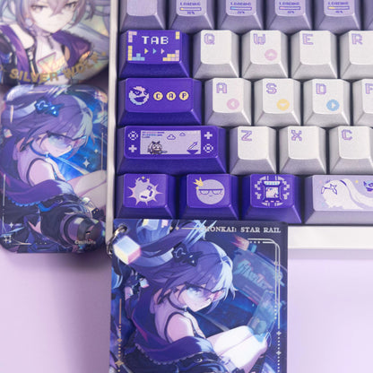 Honkai: Star Rail, Silver Wolf Theme PBT material personalized key cap set, animation game culture creative decoration key cap set, compatible with 61/64/68/75/84/87/104 key mechanical keyboard
