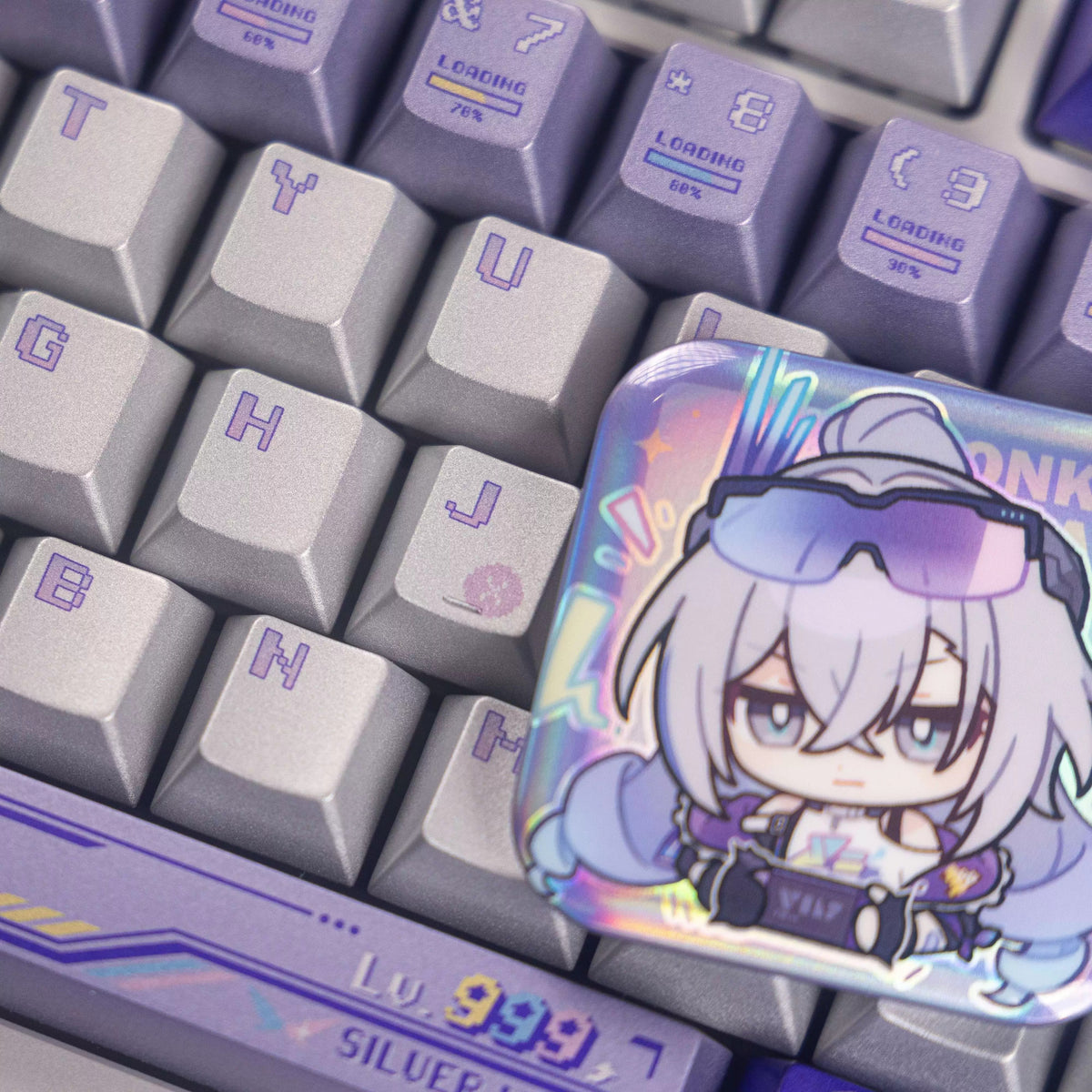 Honkai: Star Rail, Silver Wolf Theme PBT material personalized key cap set, animation game culture creative decoration key cap set, compatible with 61/64/68/75/84/87/104 key mechanical keyboard
