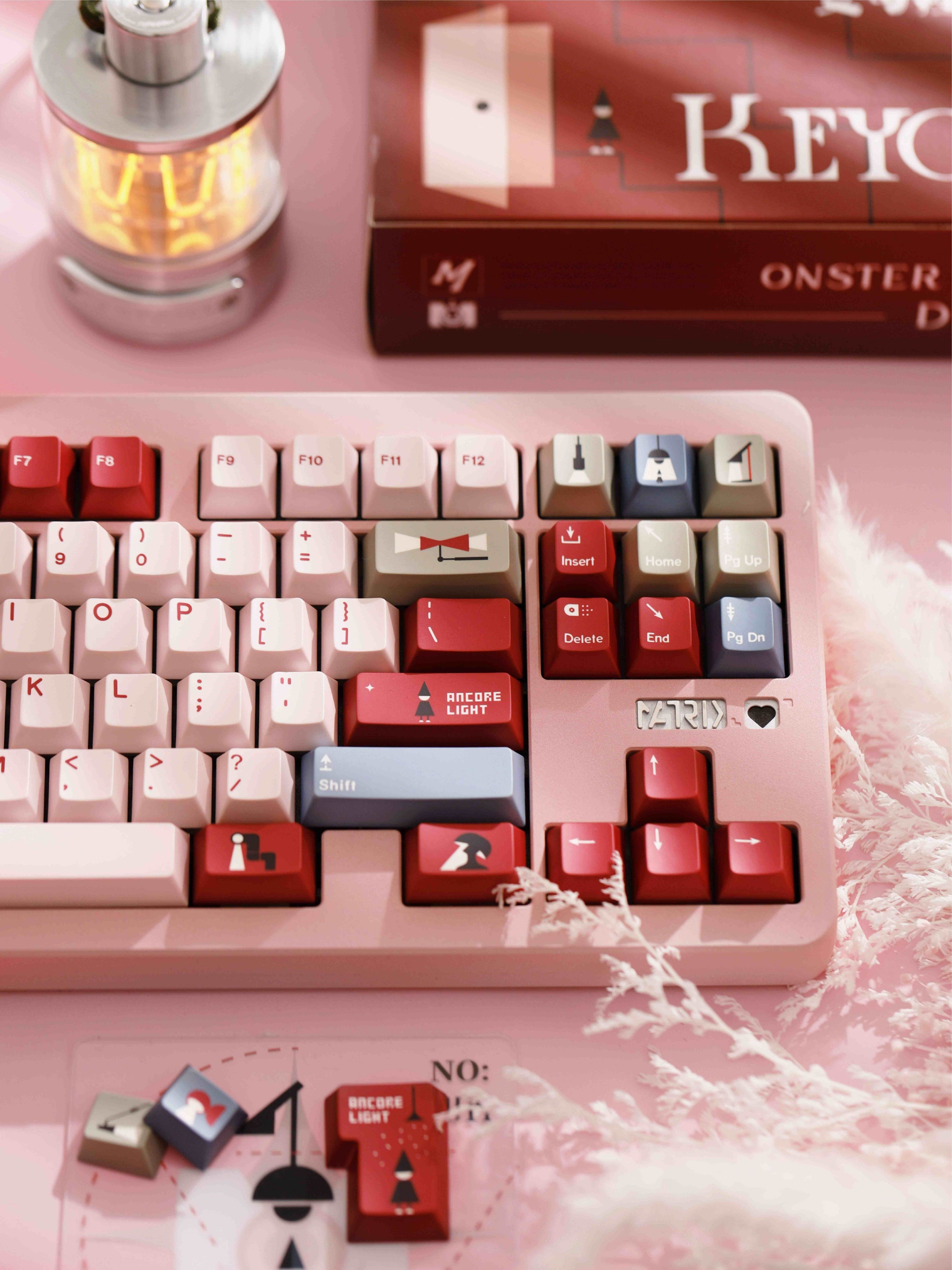 Monument Valley, ANCORE LIGHT themed personalized keycap set, soft gloss metallic pink factory high sublimation process keycaps, fully supplemented