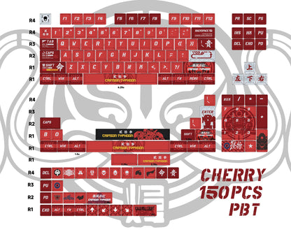 Pacific Rim theme, Crimson Typhoon，PBT material personalized keycaps, mechanical keyboard replacement keycap set, anime and game cultural and creative keycaps set, Compatible with 61/64/68/75/84/87/104 Key Mechanical Keyboard Keycap Set