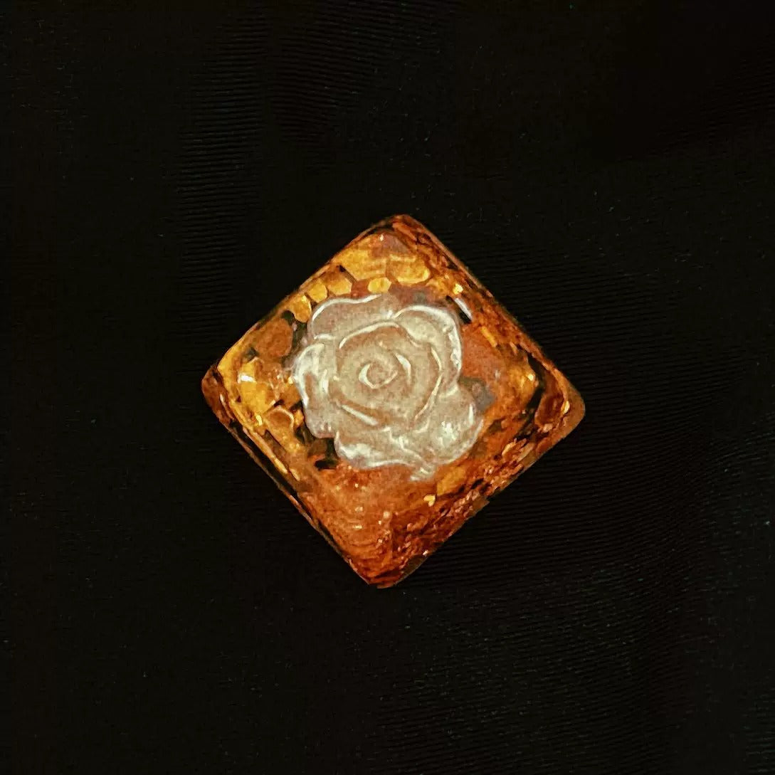 Knight and Rose, crystal resin personalized keycaps, medieval style creative keyboard decorative keycaps.