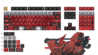 Gundam‌， SAZABI，MSN-04, There are two versions: opaque and semi transparent personalized keycaps, mechanical keyboard replacement keycap set, anime and game cultural and creative keycaps set,61/64/68/75/84/87/104 Key Mechanical Keyboard Keycap Set