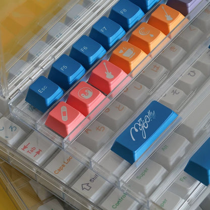 ‌MYGO!!!!! Theme design, PBT material personalized keycaps, mechanical keyboard replacement keycap set, anime and game cultural and creative keycaps set, Compatible with 61/64/68/75/84/87/104 Key Mechanical Keyboard Keycap Set