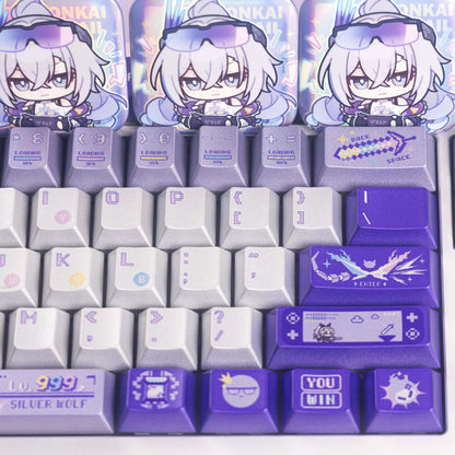 Honkai: Star Rail, Silver Wolf Theme PBT material personalized key cap set, animation game culture creative decoration key cap set, compatible with 61/64/68/75/84/87/104 key mechanical keyboard