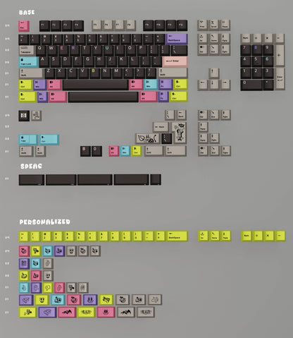 Kill The Rubber themed keycap set, mechanical keycap PBT material material personalized keycap set, compatible with 61/64/68/75/84/87/104 mechanical keyboard replacement keycap