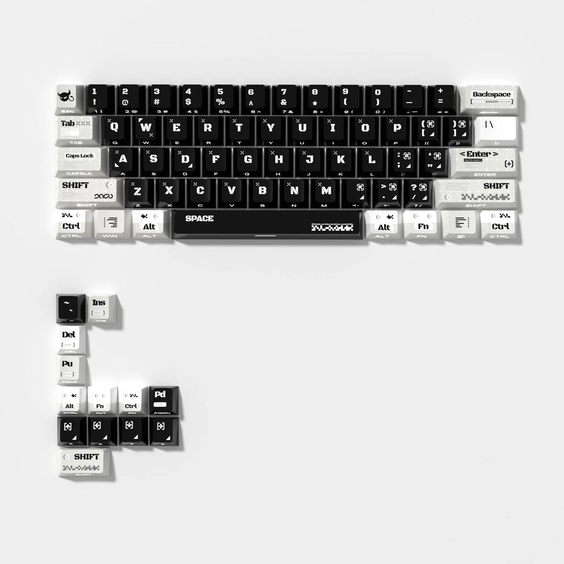 Code intrusion theme design side engraved original translucent keycap PBT thermal sublimation, compatible with 61/64/68/75/84/87/104 key mechanical keyboard
