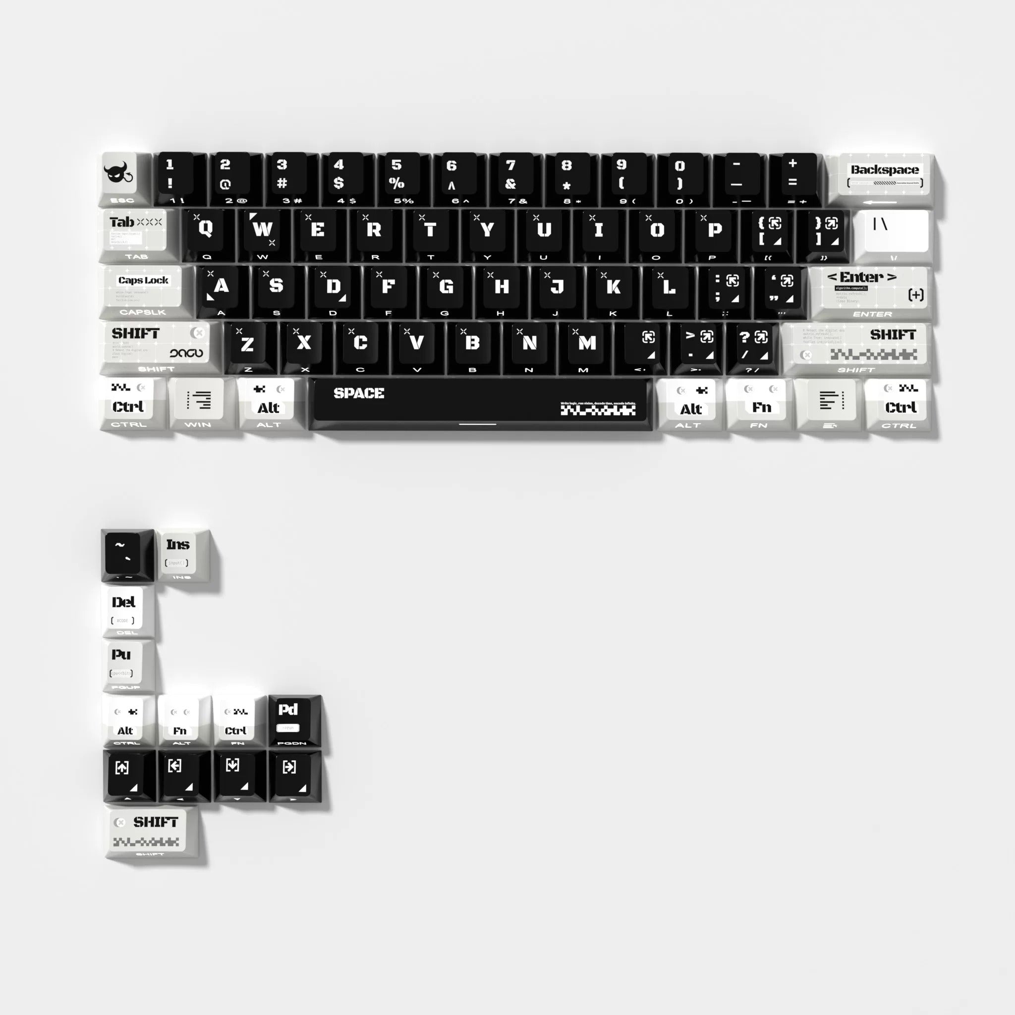 Code intrusion theme design side engraved original translucent keycap PBT thermal sublimation, compatible with 61/64/68/75/84/87/104 key mechanical keyboard