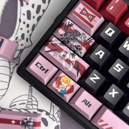 Dragon Ball, Torankusu themed personalized keycap set, Saiyan decorative keycaps, PBT material suitable for 61/64/68/75/84/87/104 key mechanical keyboards