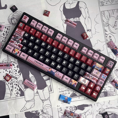 Dragon Ball, Torankusu themed personalized keycap set, Saiyan decorative keycaps, PBT material suitable for 61/64/68/75/84/87/104 key mechanical keyboards