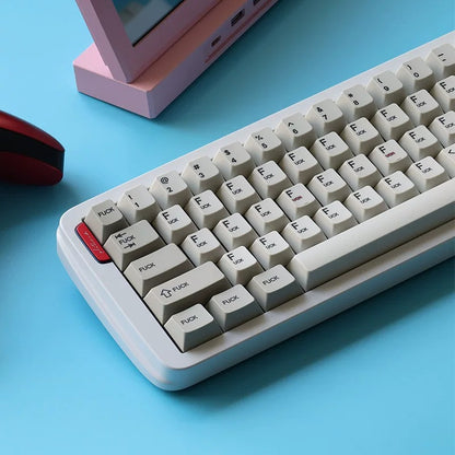 FXXK Theme Design Retro gray FK middle finger mechanical keyboard keycap PBT thermal sublimation complete set factory height， Mechanical keyboard decoration replaces keycaps, Compatible with 61/64/68/75/84/87/104 Key Mechanical Keyboard Keycap Set