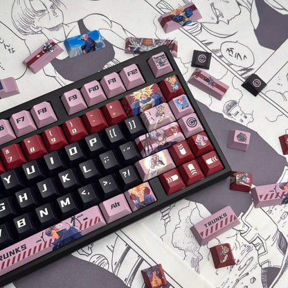 Dragon Ball, Torankusu themed personalized keycap set, Saiyan decorative keycaps, PBT material suitable for 61/64/68/75/84/87/104 key mechanical keyboards