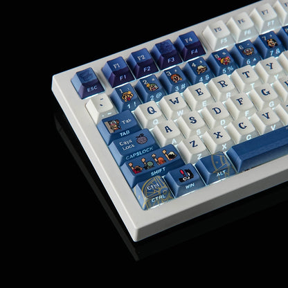 One Piece cartoon version, PBT material personalized keycaps, mechanical keyboard replacement keycap set, anime and game cultural and creative keycaps set, Compatible with 61/64/68/75/84/87/104 Key Mechanical Keyboard Keycap Set