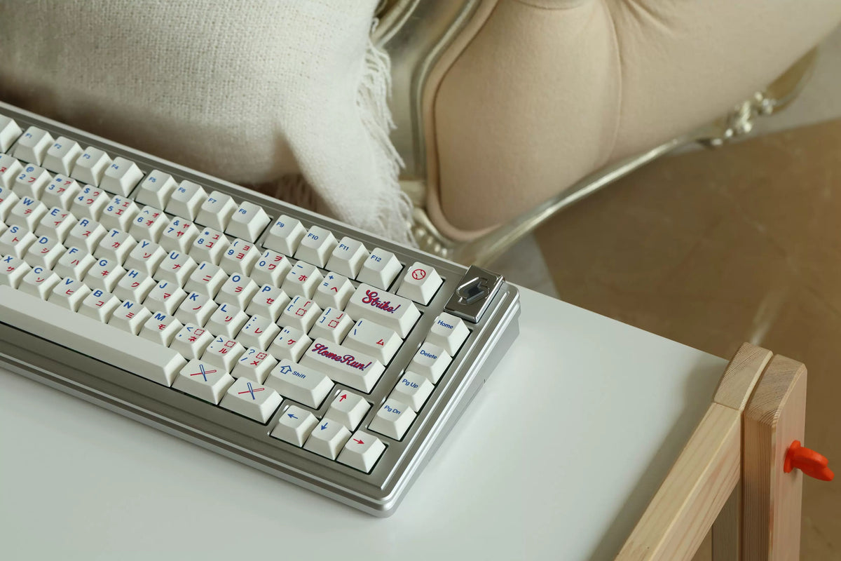 HomeRun - Baseball themed design, PBT material personalized keycaps, mechanical keyboard replacement keycap set, anime and game cultural and creative keycaps set, Compatible with 61/64/68/75/84/87/104 Key Mechanical Keyboard Keycap Set
