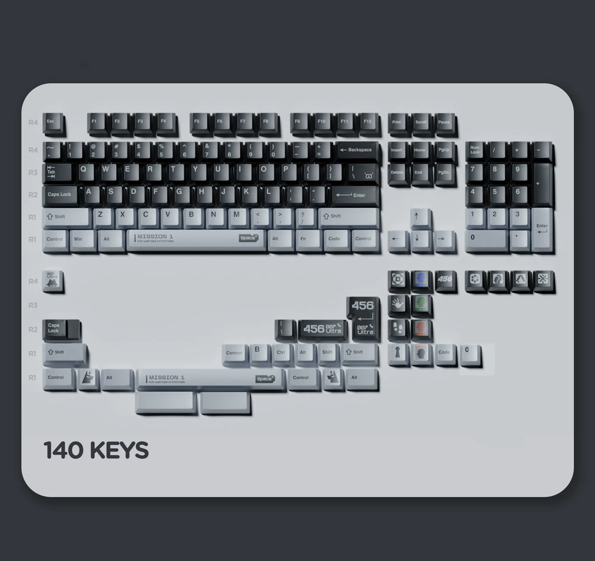 Original design - Ultra theme, original high PBT material creative keycap set, mechanical keyboard decorative keycaps, keyboard replacement keycaps, artistic keycaps, Compatible with 61/64/68/75/84/87/104 key mechanical keyboard keycap set