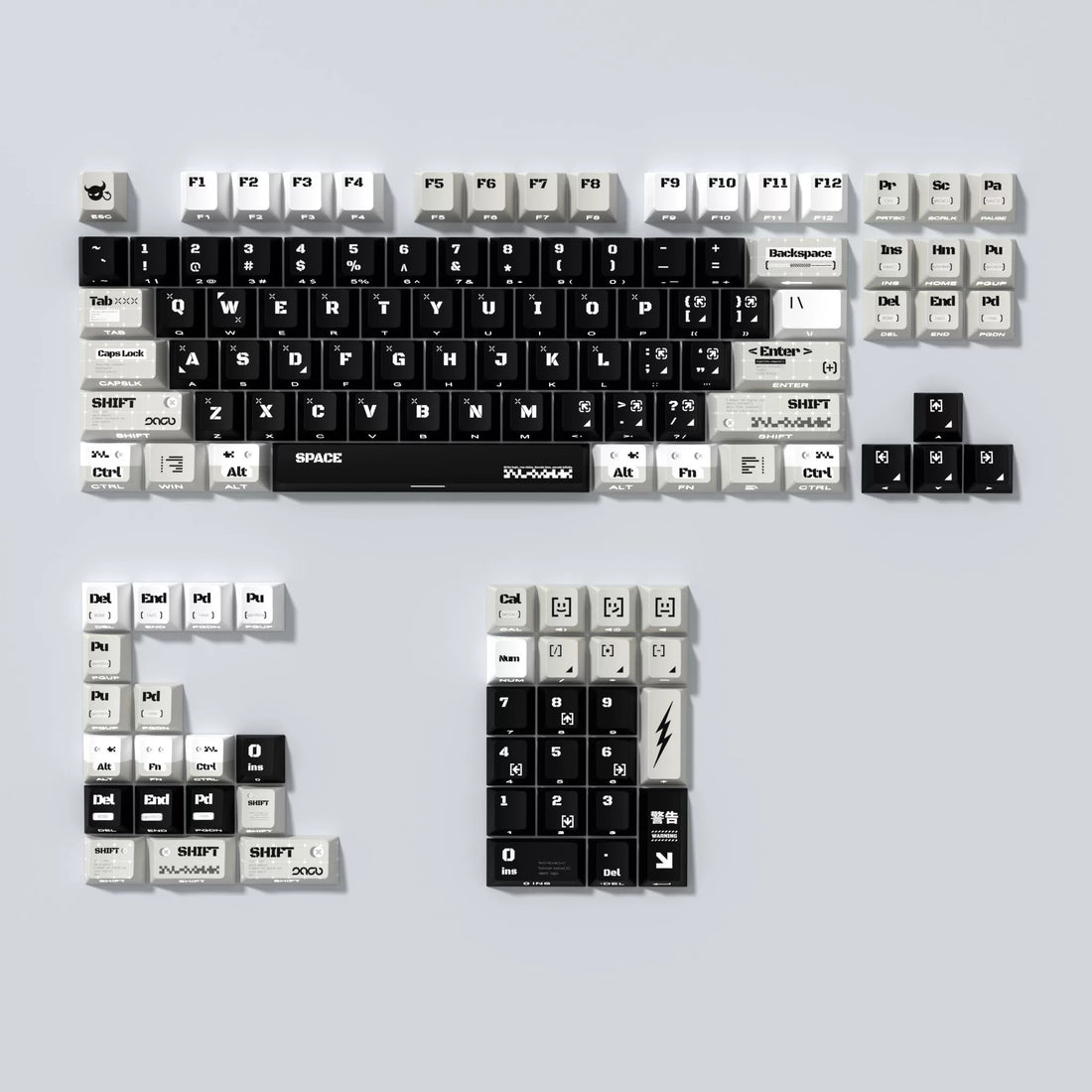 Code intrusion theme design side engraved original translucent keycap PBT thermal sublimation, compatible with 61/64/68/75/84/87/104 key mechanical keyboard