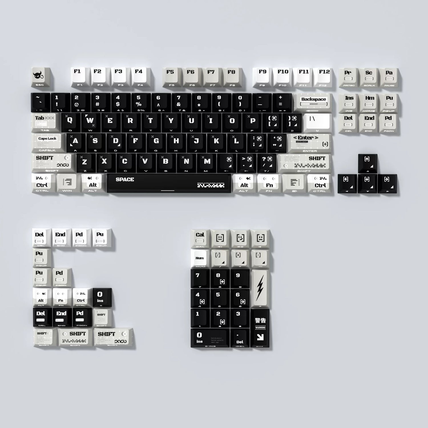 Code intrusion theme design side engraved original translucent keycap PBT thermal sublimation, compatible with 61/64/68/75/84/87/104 key mechanical keyboard